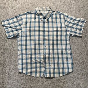 Gibson Trading Company Short Sleeve Black/Blue Plaid Button Down Shirt Men’s XL